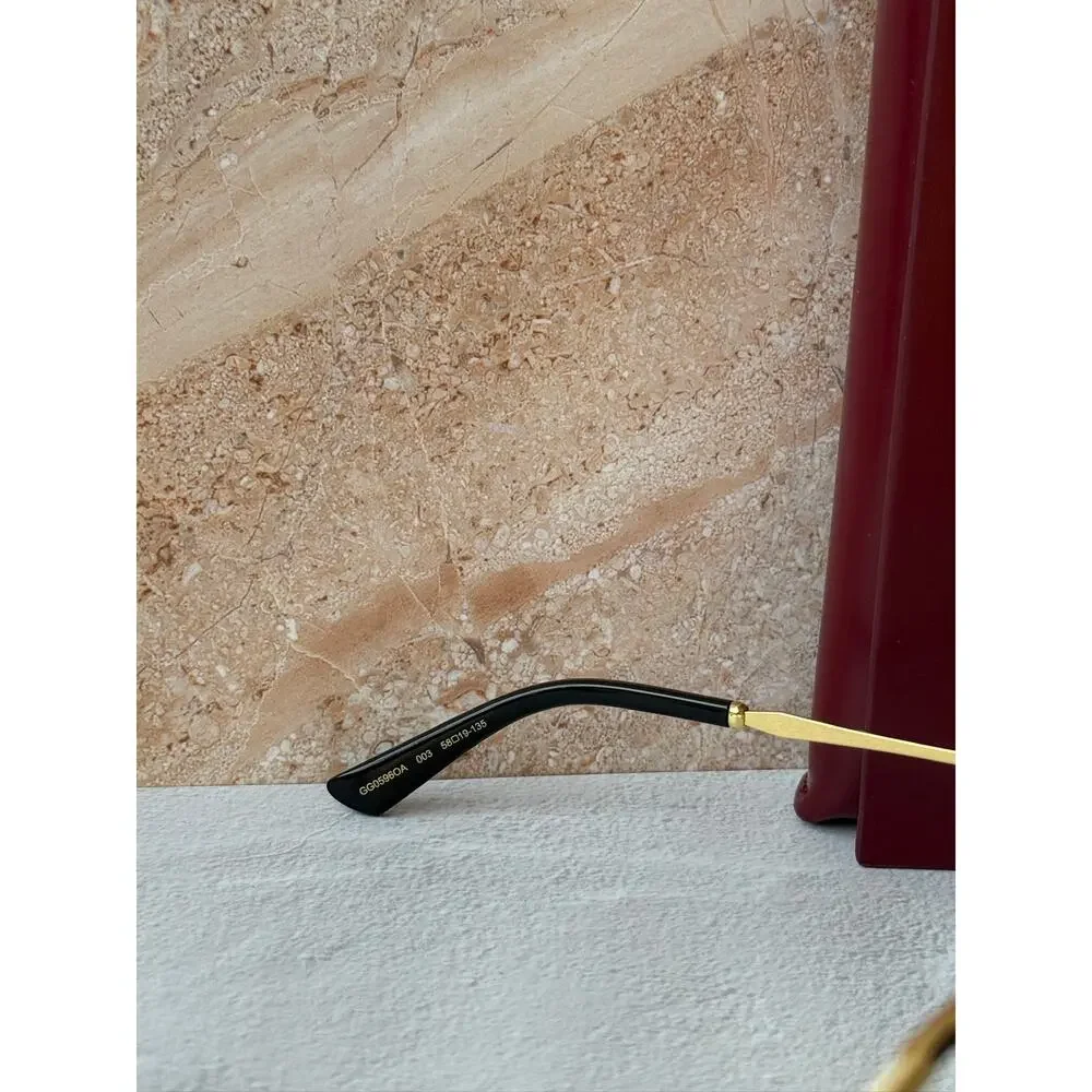 NEW Gucci GG0596OA Gold Round Eyeglasses Frames
